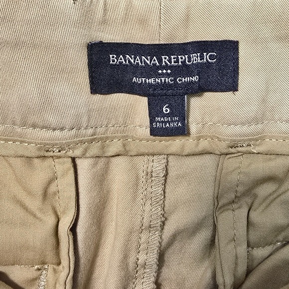 Banana Republic Authentic Chino Belted Wide Leg Cropped Pants Khaki Size 6 - Picture 2 of 7